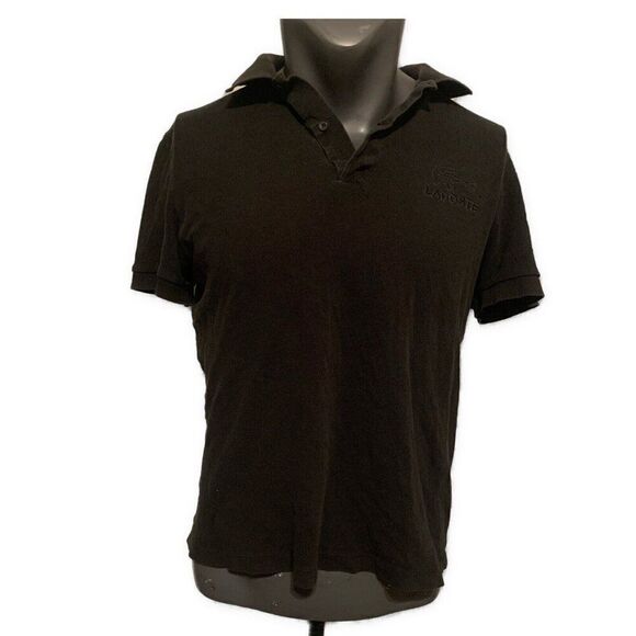 Lacoste Mens Solid Black Short Sleeve Polo Top Shirt Large Fr 5 - Picture 1 of 7